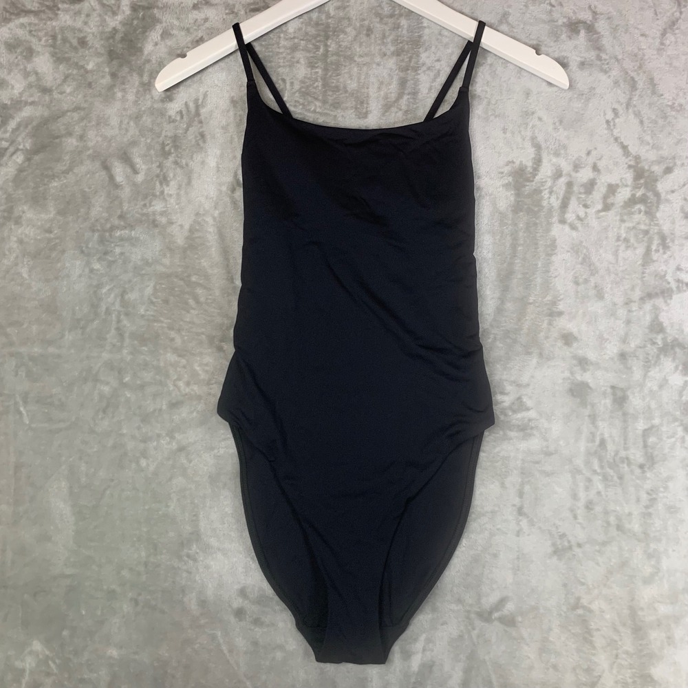 Everlane Swimsuit The String ReNew Square-Neck One-Piece Black Lace-Up Back Sz S
